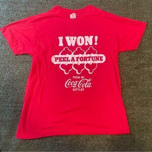 Vintage 1980s Coca Cola Tee Men’s Peel A Fortune I Won Logo Shirt Coke Is It!